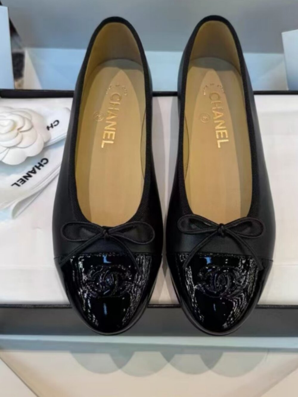 Chanel Black Two-Tone Ballet Flats
